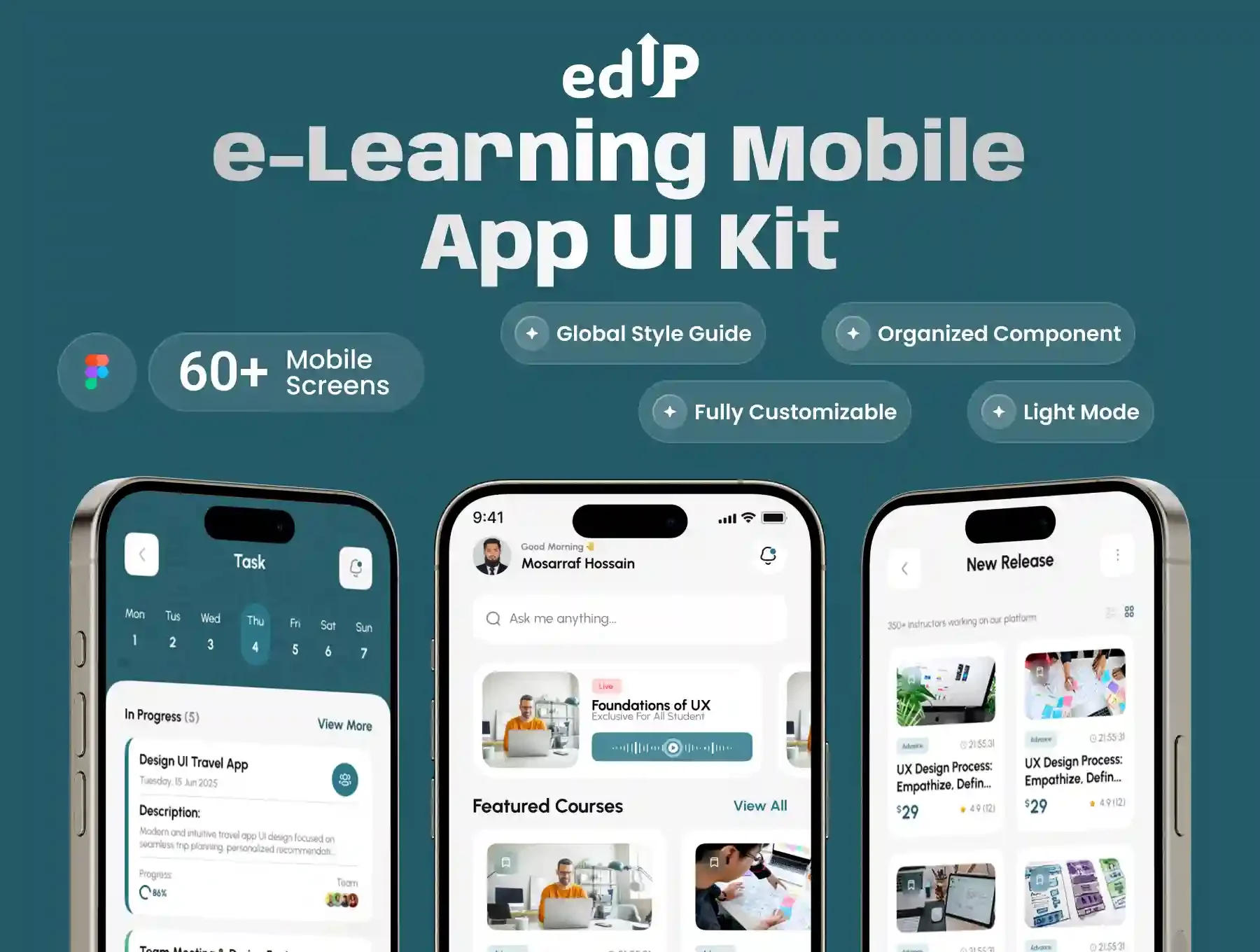 EduUP – Modern eLearning Mobile App UI Kit — Figma Resources on UI8