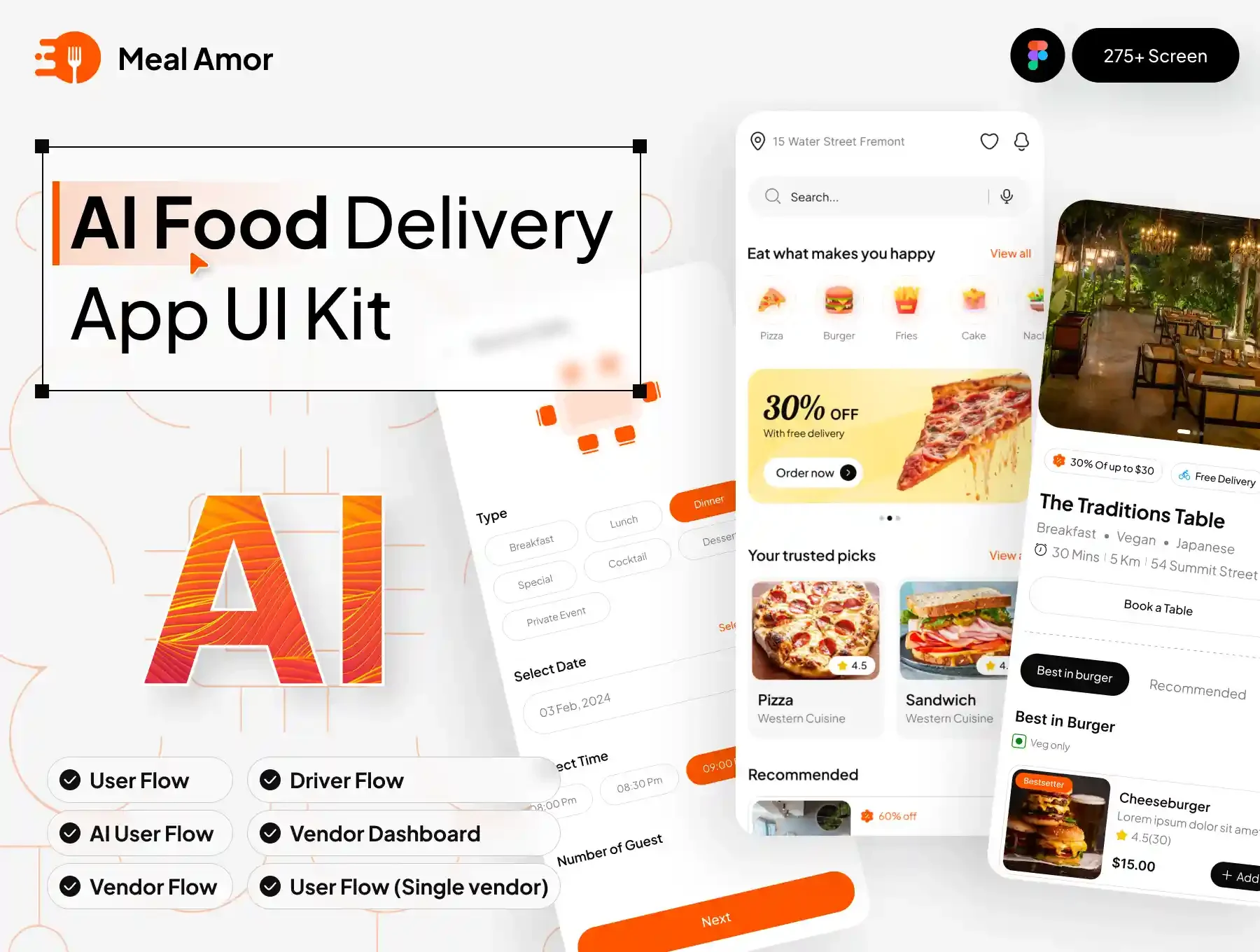 MealAmor AI Food Delivery App UIKIT — Figma Resources on UI8