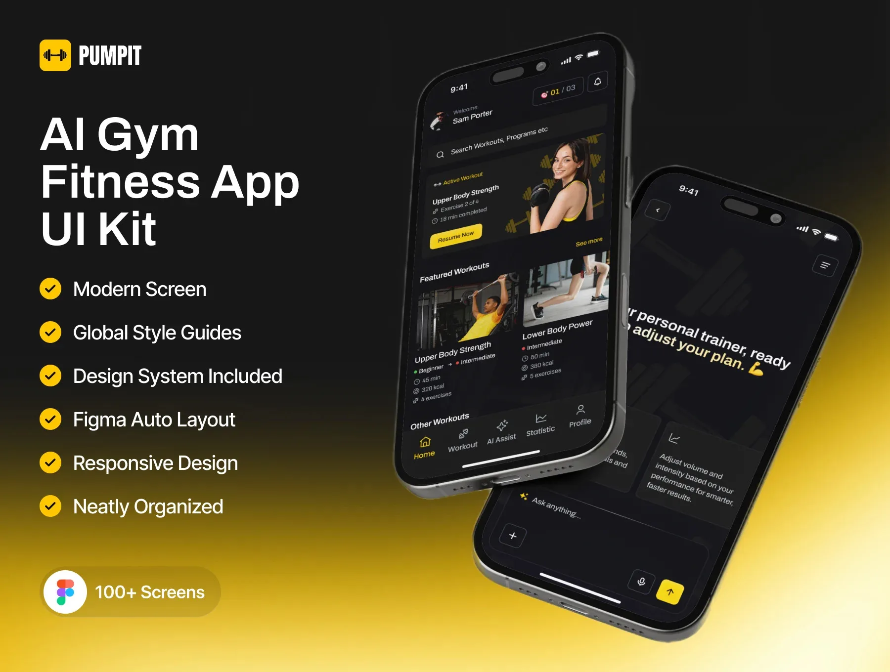 Pumpit AI Gym Fitness App UI Kit